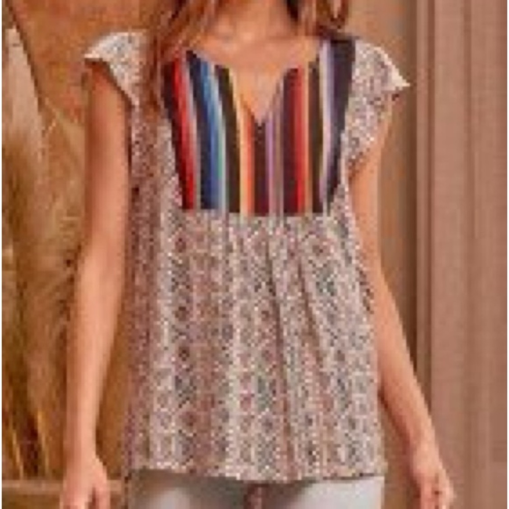 SAVANNA JANE Aztec Print Sleeveless Serape Embroidered Boho Top Women’s Large